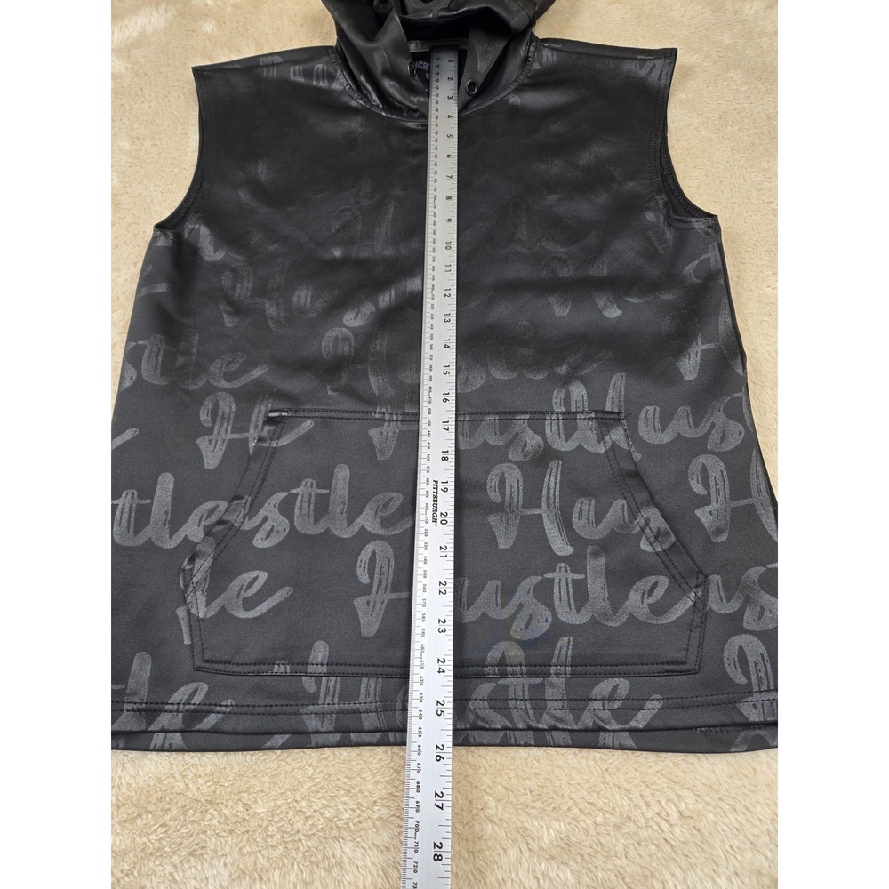 Encrypted Mens Black‎ Sleeveless Hoodie Hustle All Over Print Size L - Picture 5 of 7